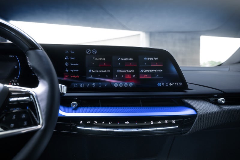 The 2026 OPTIQ-V Display Screen Displaying the V-Mode Settings | Al Serra Cadillac in Grand Blanc MI